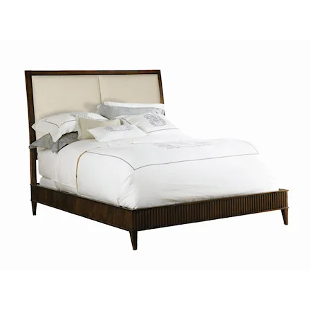 "On Cloud 9" California King Size Platform Bed with Linen Upholstered Sleigh Headboard
